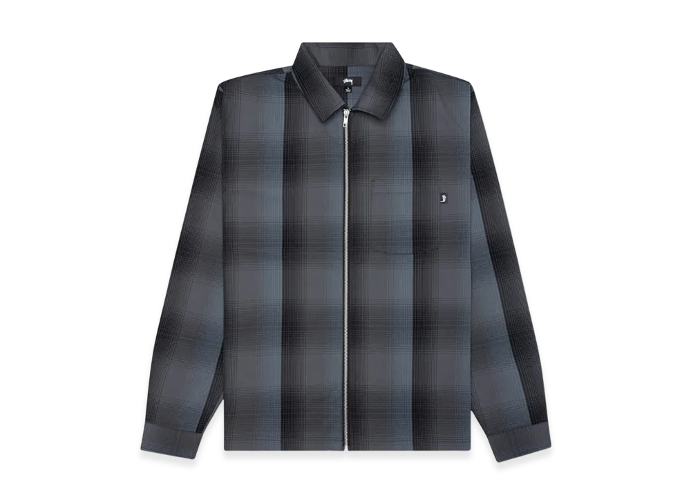 Stussy Shadow Plaid Zip Shirt "Charcoal"