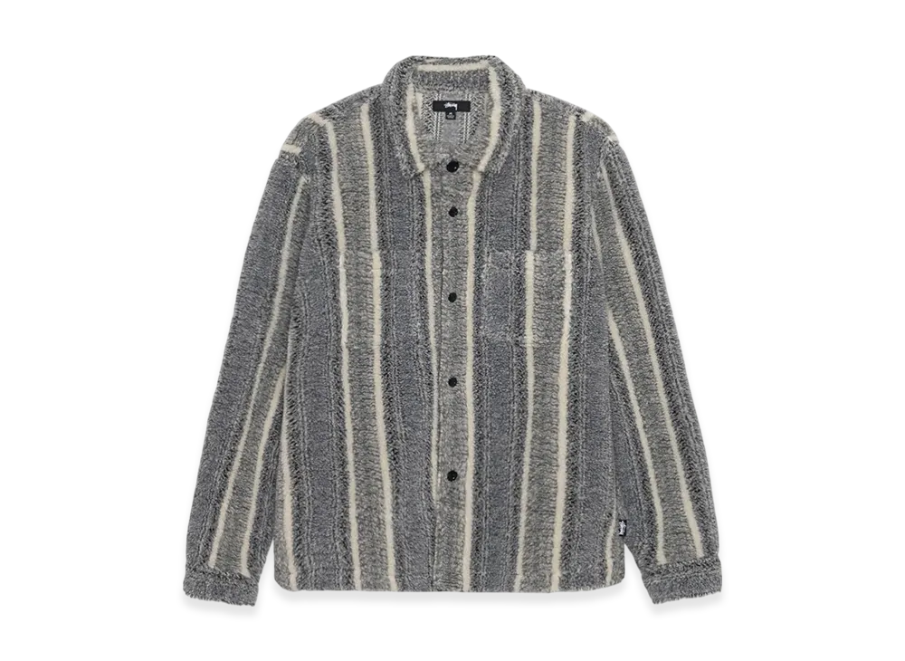Stussy Striped Sherpa Shirt "Charcoal"