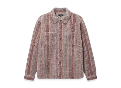 Stussy Striped Sherpa Shirt "Berry"