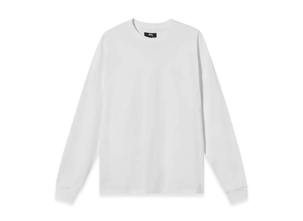 Stussy Overdyed Stock Logo LS Tee White "Grey Heather"