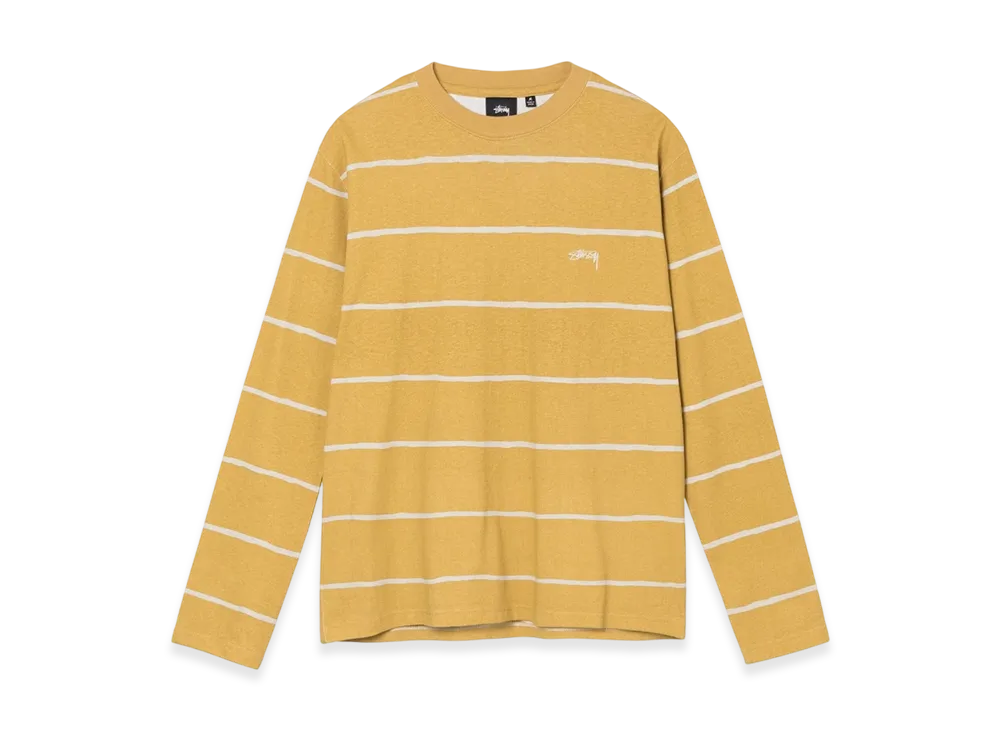 Stussy Hand Drawn Stripe LS Crew "Mustard"