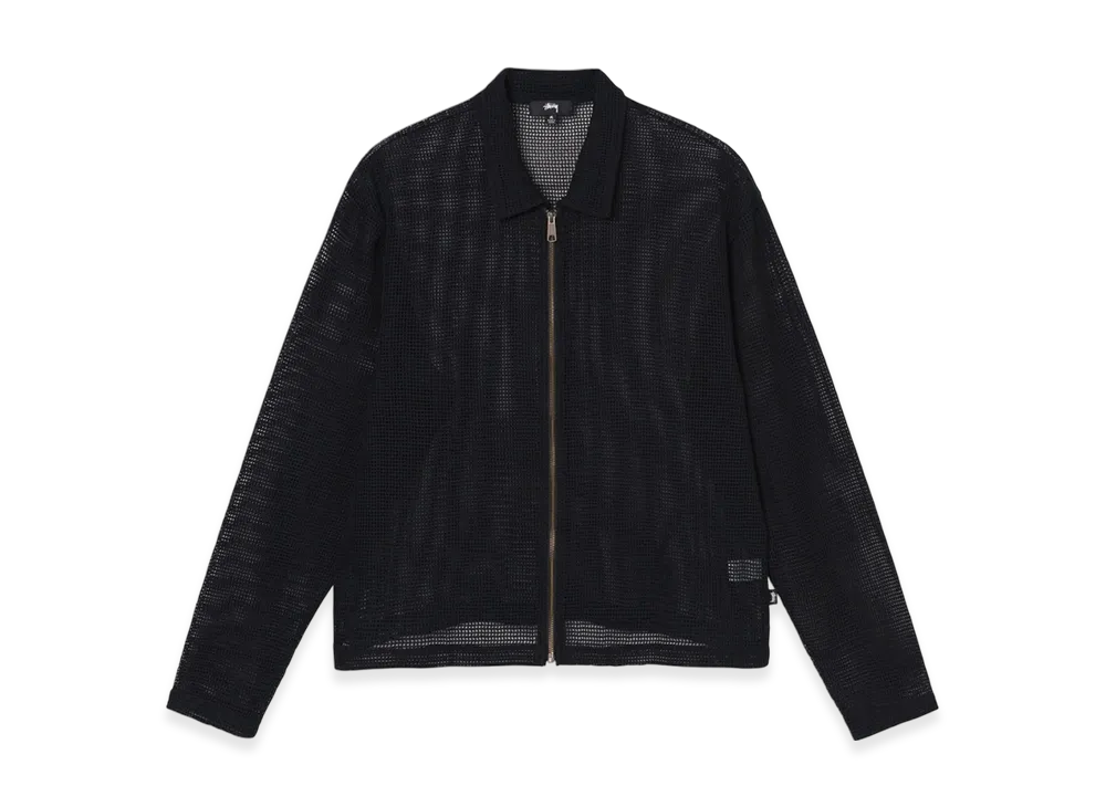 Stussy Cotton Mesh Zip LS Shirt "Black"