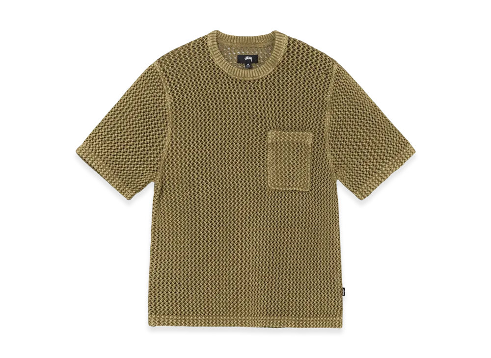 Stussy Overdyed Mesh Crew "Khaki"