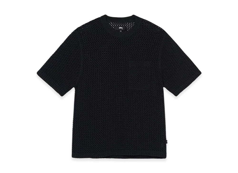 Stussy O'Dyed Heavyweight Mesh Crew "Solid Black"