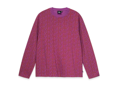 Stussy Letter Stripe LS Crew "Berry"