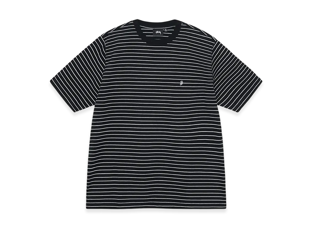Stussy Pin Striped SS Crew "Black"