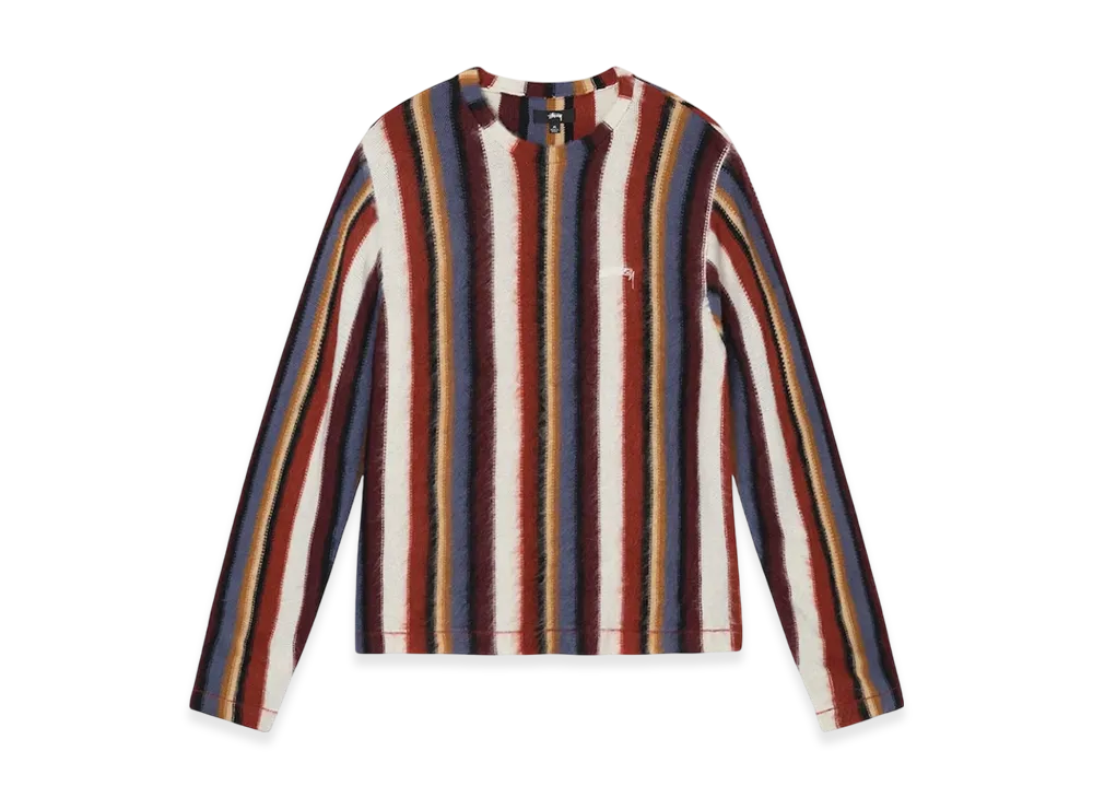 Stussy Vertical Striped Knit Crew "Rust"
