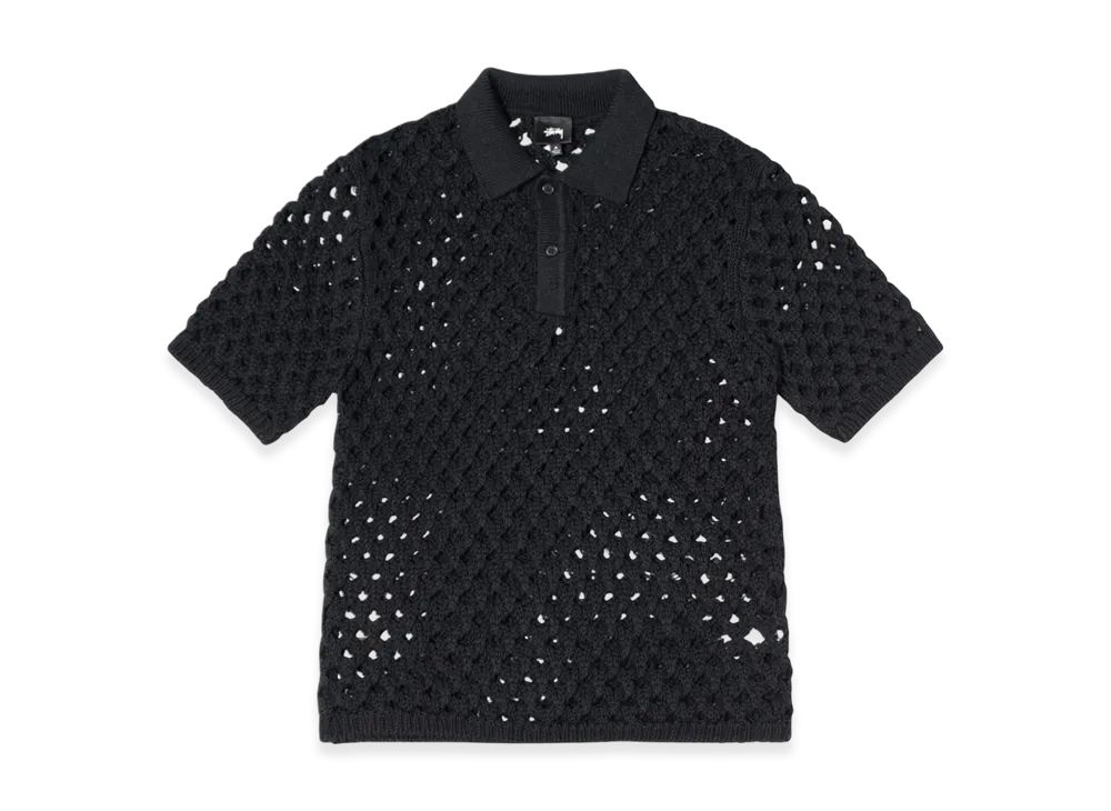 Stussy Big Mesh Polo Sweater "Black"