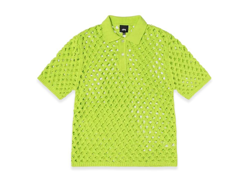 Stussy Big Mesh Polo Sweater "Lime"
