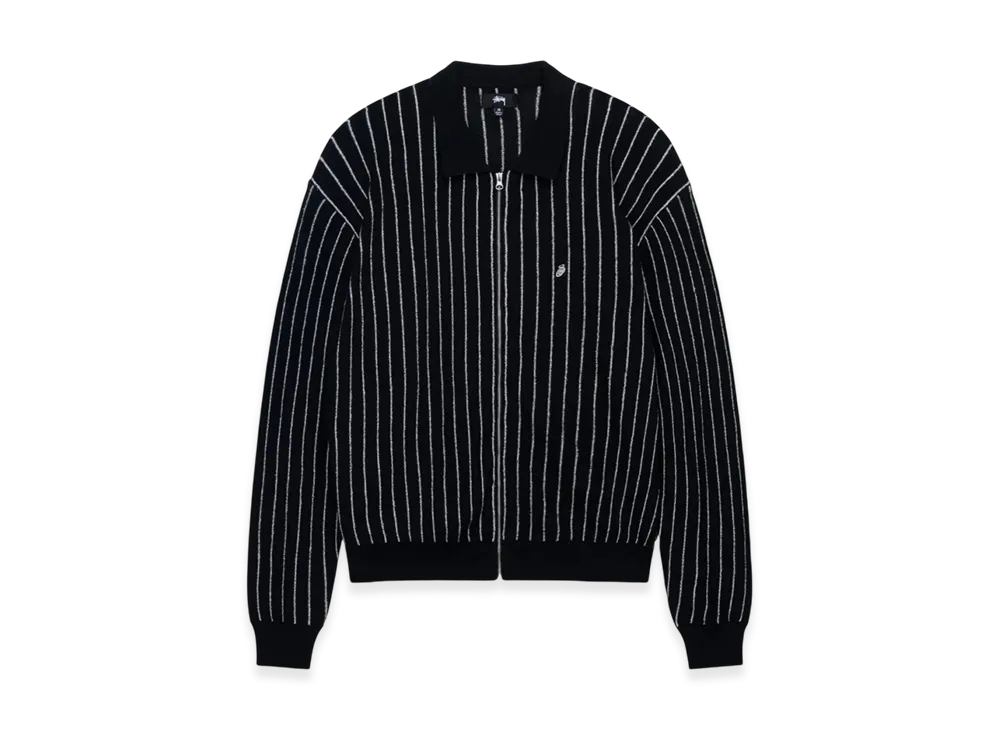 Stussy Lightweight LS Zip Polo "Black Stripe"