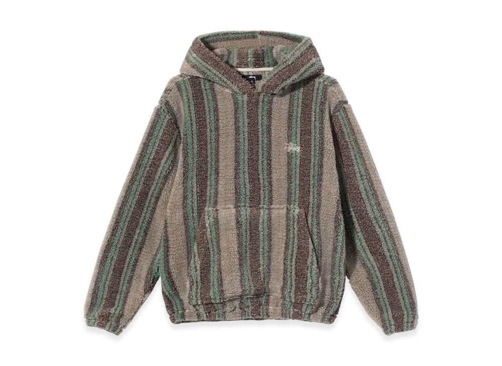 Stussy Stripe Sherpa Hoodie "Tan"