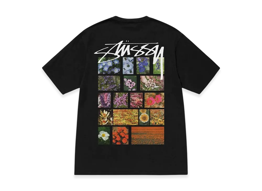 Stussy Flower Grid Pigment Dyed Tee "Black"
