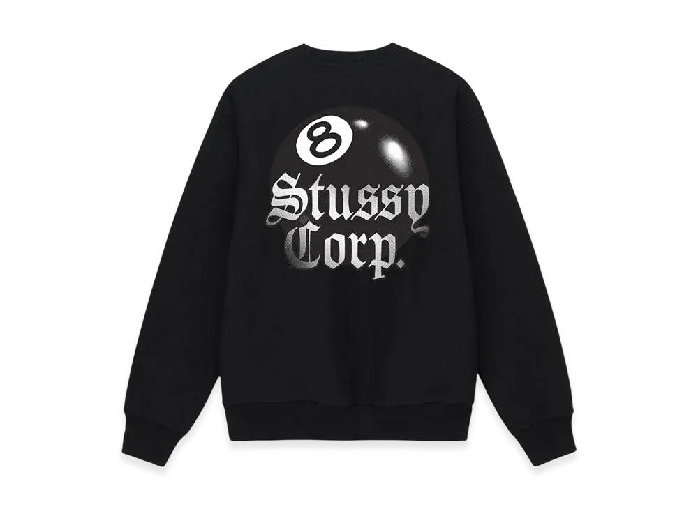 Stussy 8 Ball Corp Crew "Black"