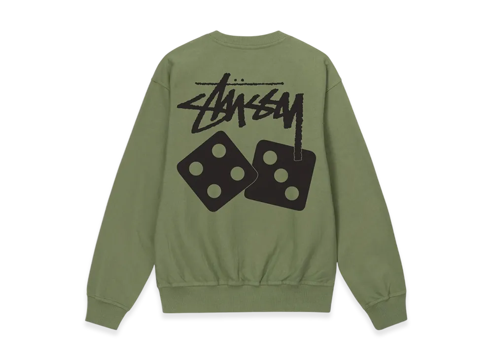 Stussy Dice Pigment Dyed Crew "Artichoke"