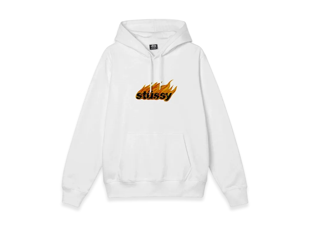 Stussy Flames Hood "White"