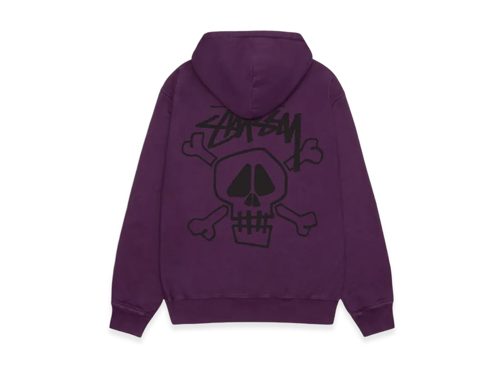 Stussy Skull & Bones Pigment Dyed Hoodie "Purple"