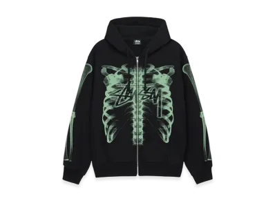 Stussy Rib Cage Zip Hoodie "Black/Green"