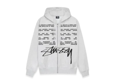 Stussy Locations Zip Hoodie "Ash Heather"