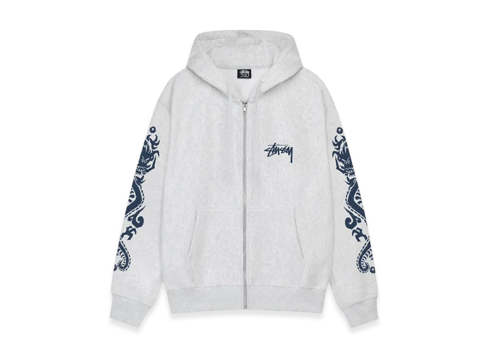 Stussy Dragons Zip Hoodie "Ash Heather"