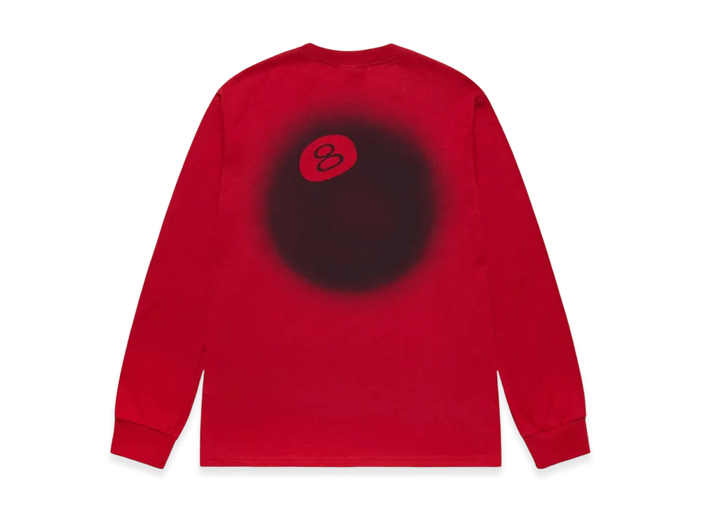 Stussy 8 Ball Fade LS Tee "Dark Red"