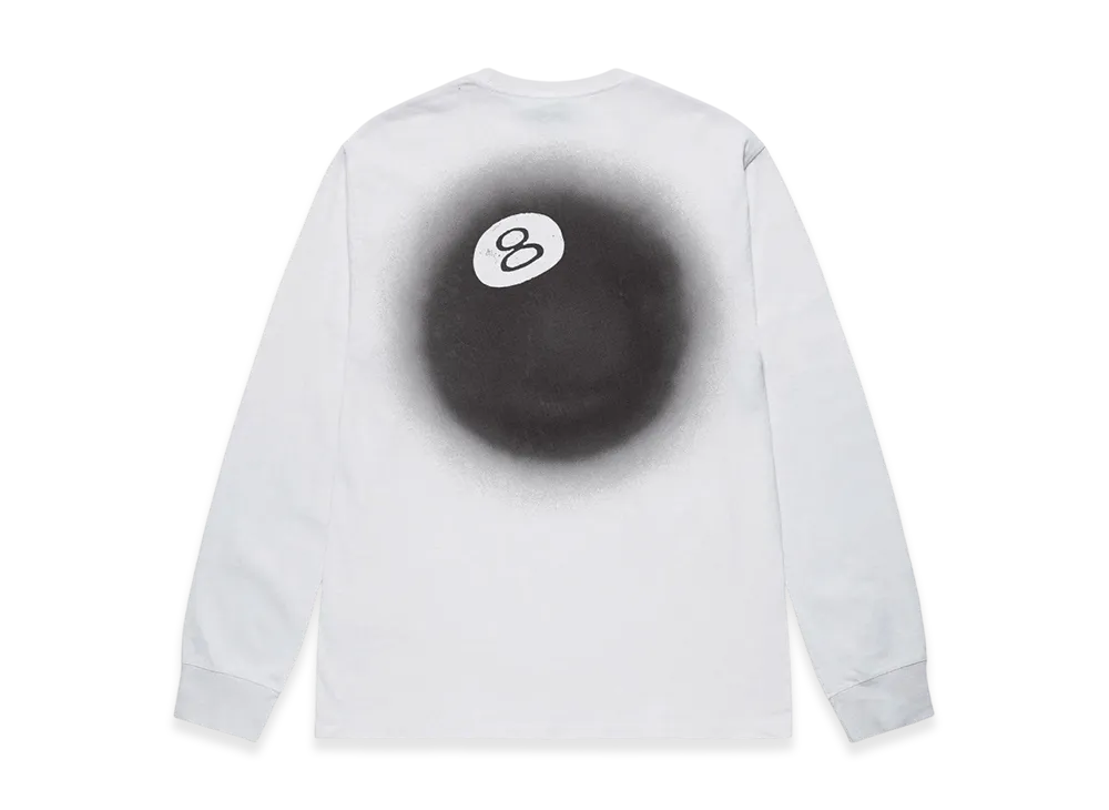 Stussy 8 Ball Fade LS Tee "White"