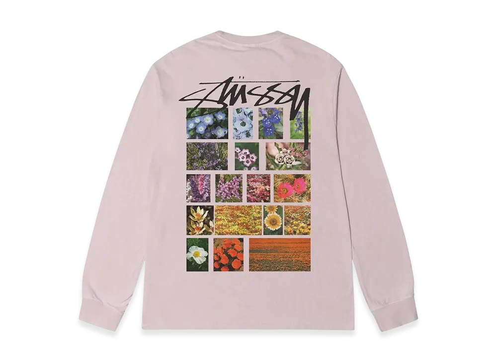 Stussy Flower Grid Pigment Dyed LS Tee "Blush"