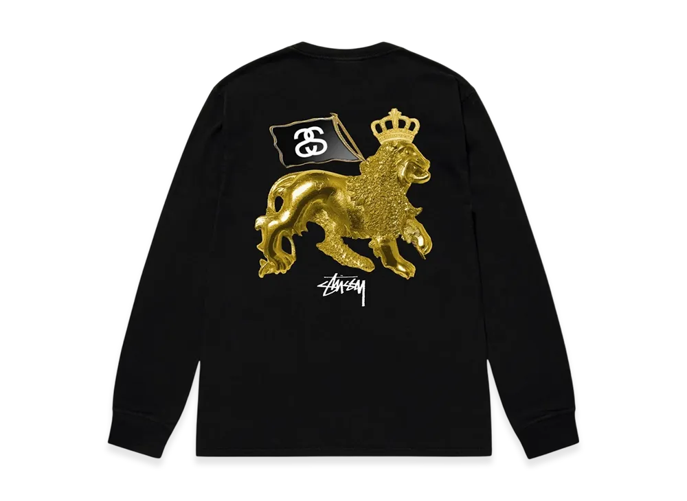 Stussy Gold Lion LS Tee "Black"