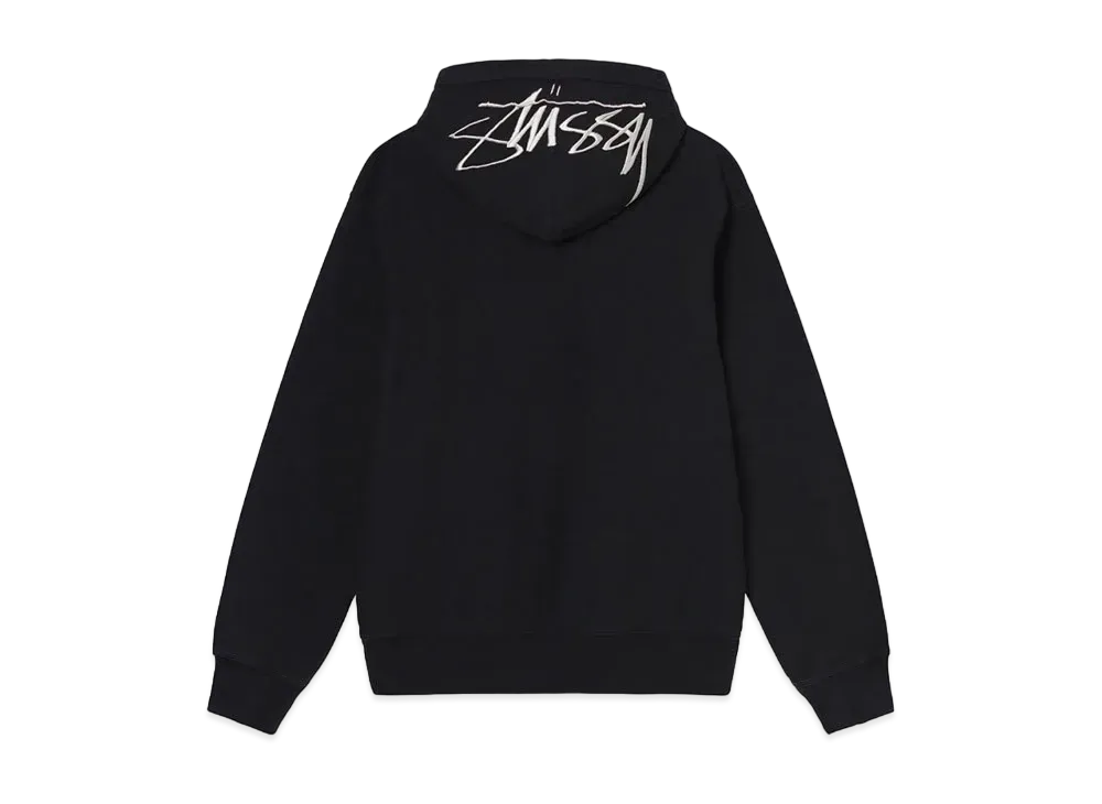 ステューシー バック エンブロイダリー フーディー "ブラック"