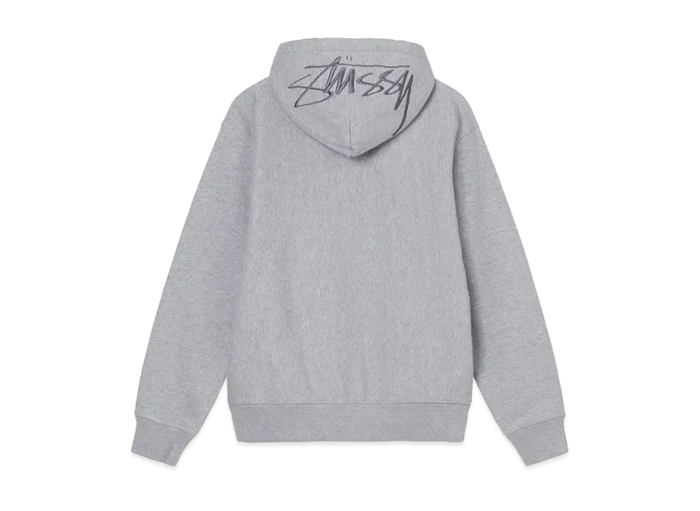 ステューシー バック エンブロイダリー フーディー "グレー ヘザー"