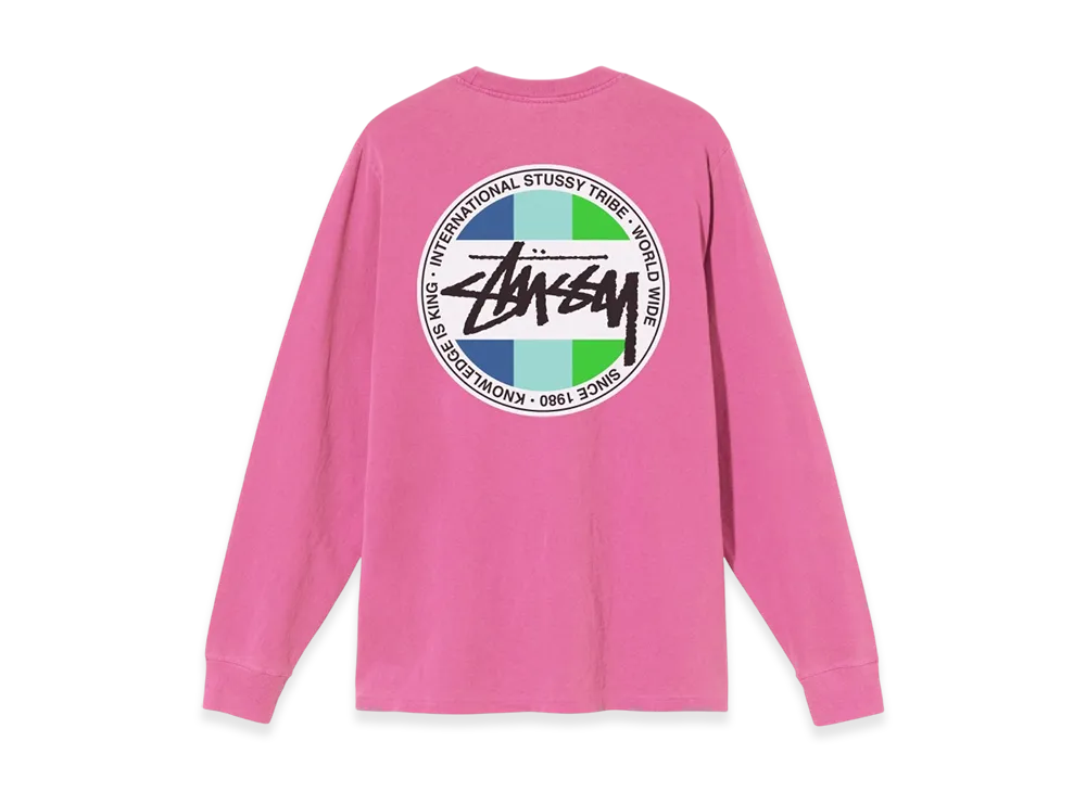 Stussy Classic Dot Dyed LS Tee "Pink"