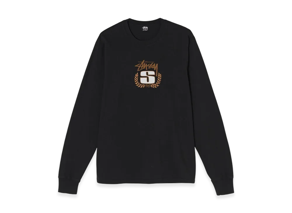 Stussy S Wreath Pigment Dyed LS Tee "Black"