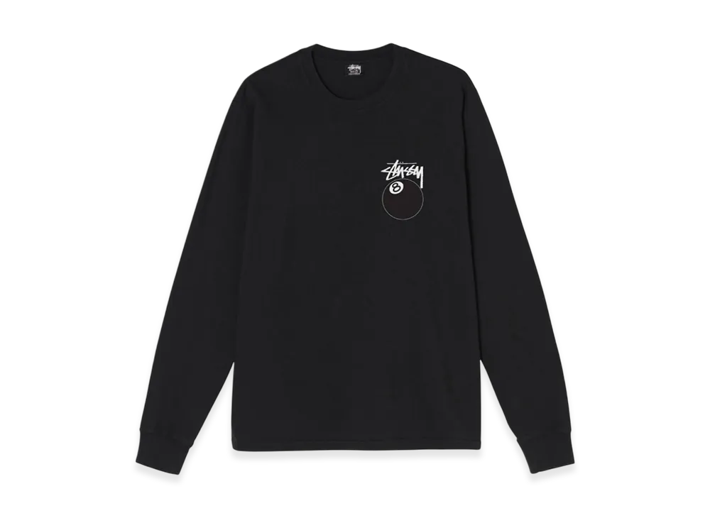 Stussy 8 Ball Pigment Dyed LS Tee "Black"