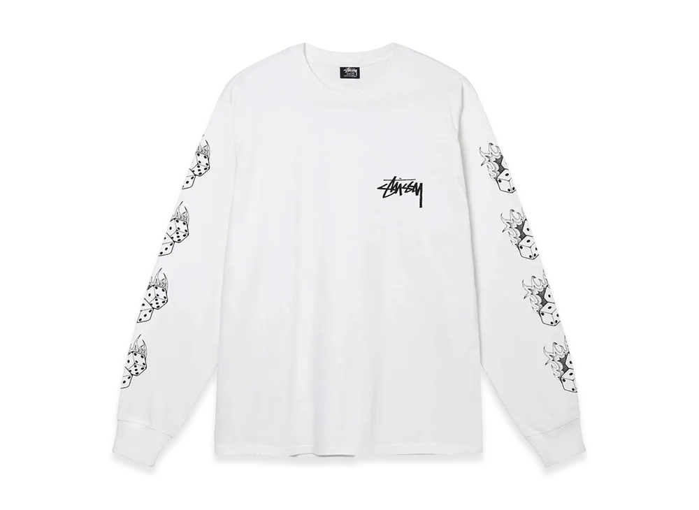 Stussy Fire Dice LS Tee "White"