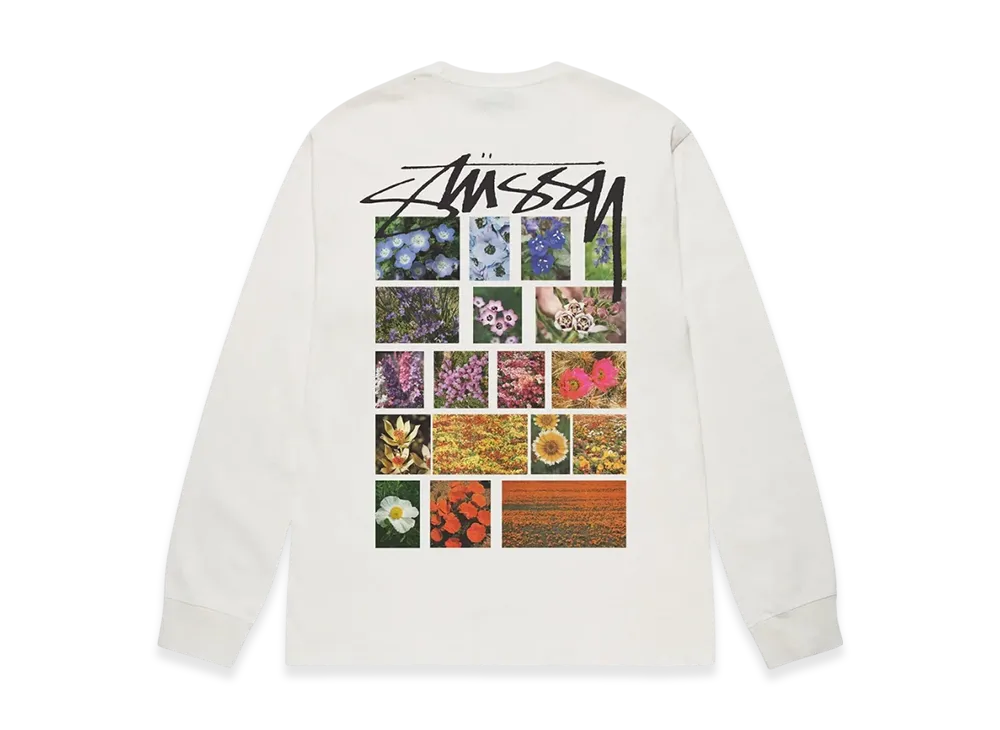 Stussy Flower Grid Pigment Dyed LS Tee "Natural"