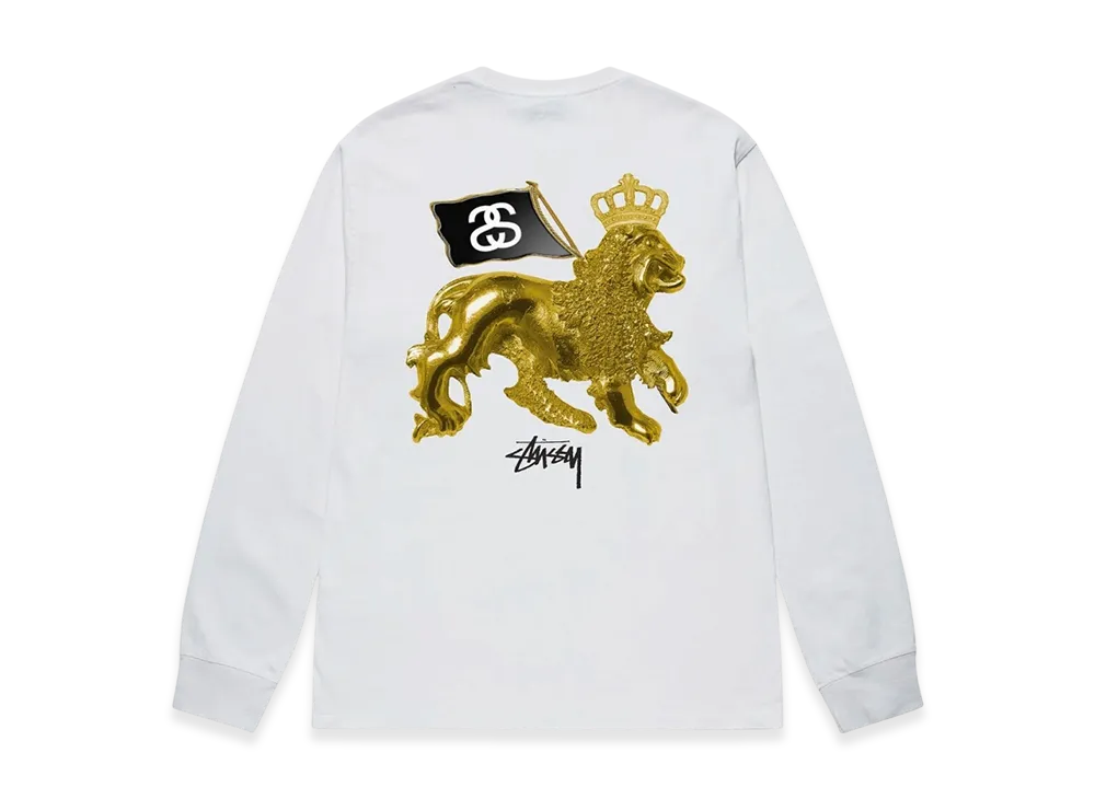 Stussy Gold Lion LS Tee "White"