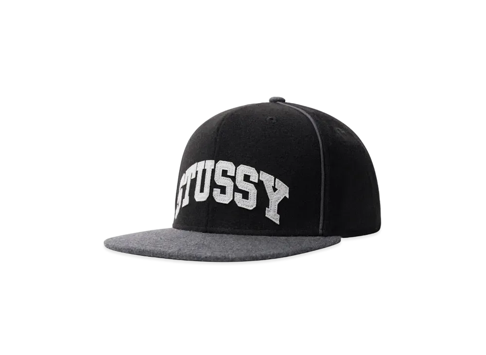 Stussy MELTON PIPED ARCH CAP "Black"