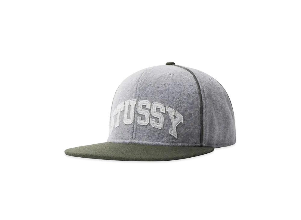 Stussy MELTON PIPED ARCH CAP "Heather Grey"