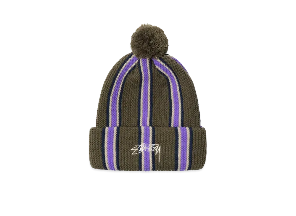 Stussy STRIPED POM BEANIE "Olive"
