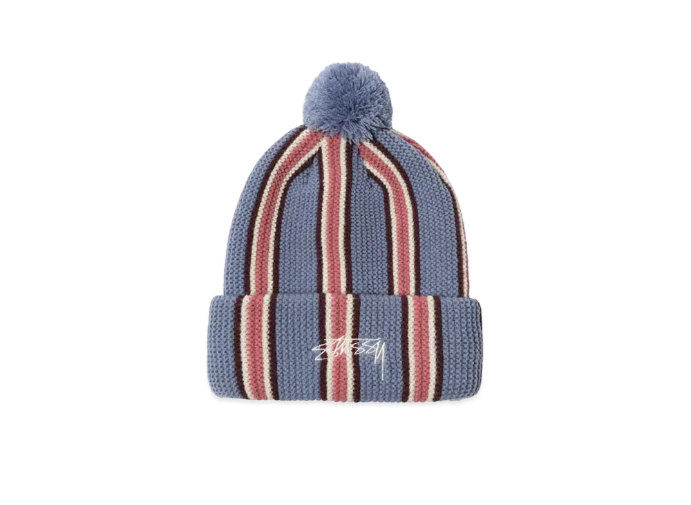 Stussy STRIPED POM BEANIE "Blue"