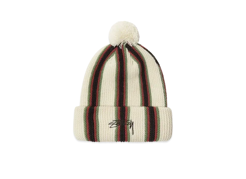 Stussy STRIPED POM BEANIE "Ecru"