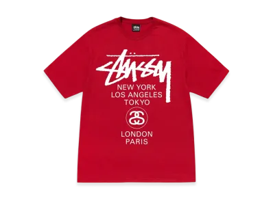 Stussy World Tour Tee "Dark Red"