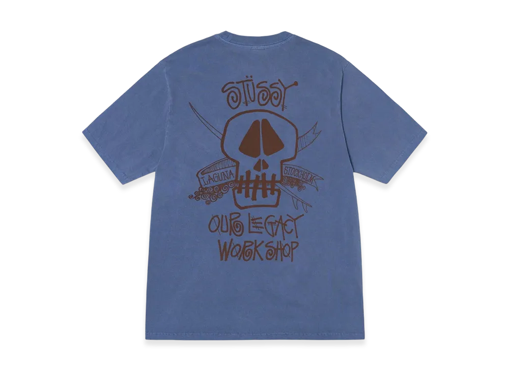 Stussy x Our Legacy Work Shop Surf Skull Pigment Dyed Tee "Indigo"