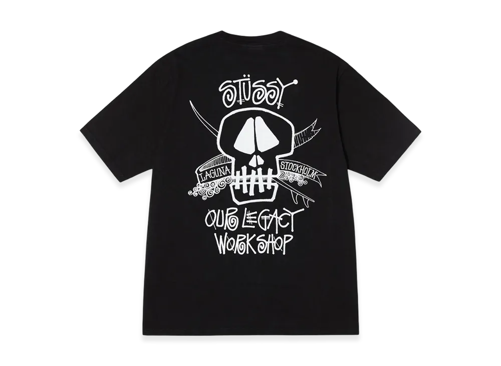 Stussy x Our Legacy Work Shop Surf Skull Pigment Dyed Tee "Black"