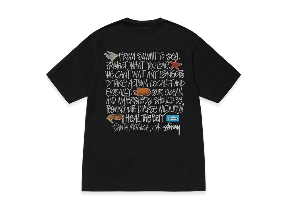 Stussy x Heal The Bay Summit To Sea Pigment Dyed Tee "Black"