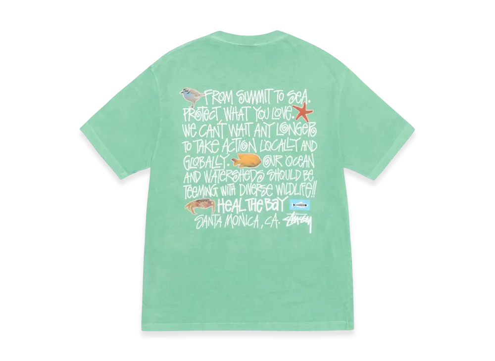 Stussy x Heal The Bay Summit To Sea Pigment Dyed Tee "Seafoam"