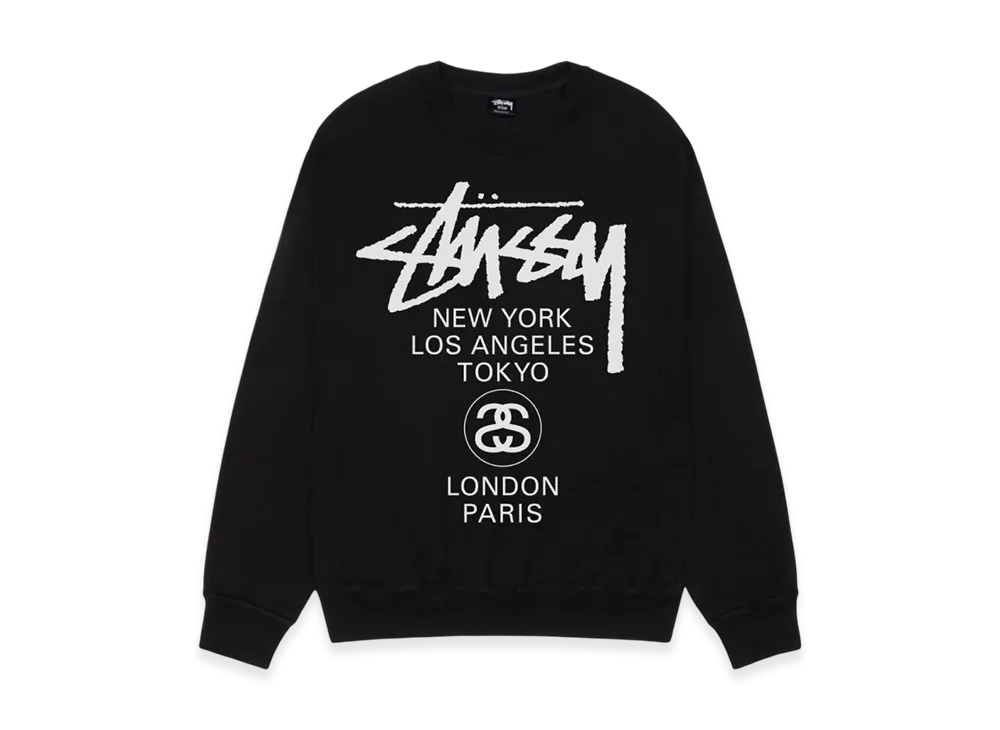 Stussy World Tour Crew Pigment Dyed "Black"