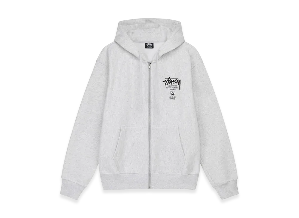 Stussy World Tour Zip Hoodie 2022 "Ash Heather"