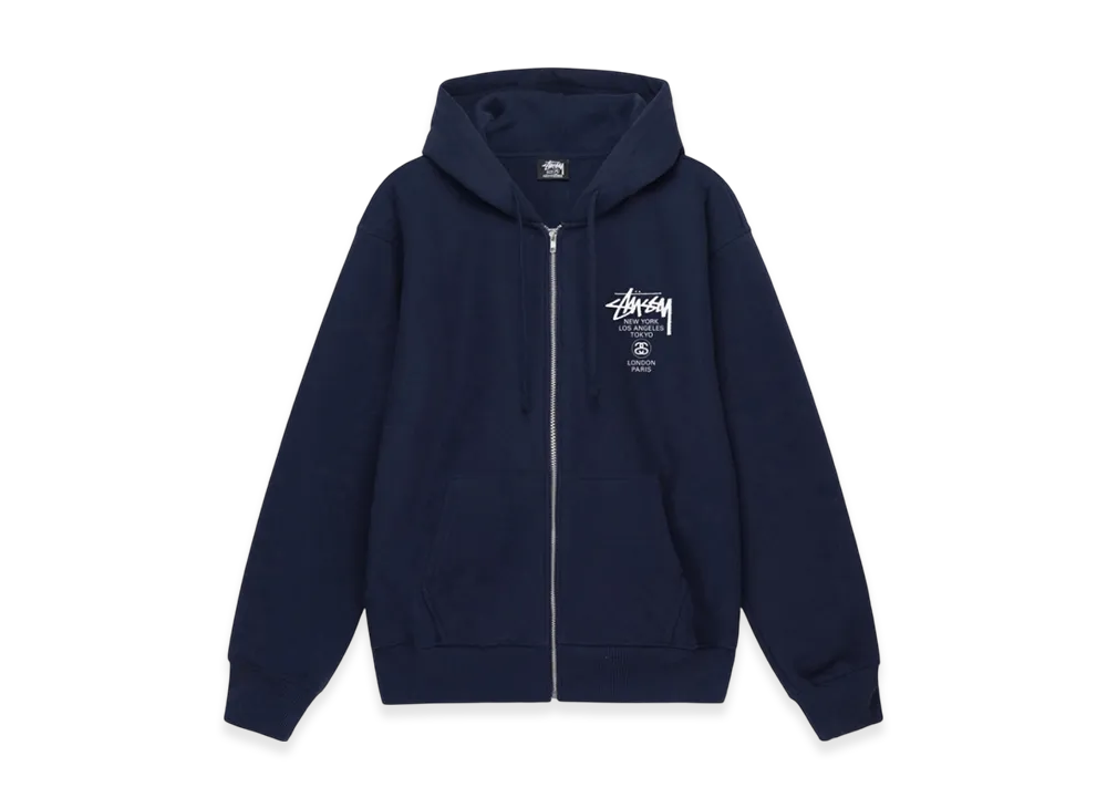 Stussy World Tour Zip Hoodie 2022 "Navy"