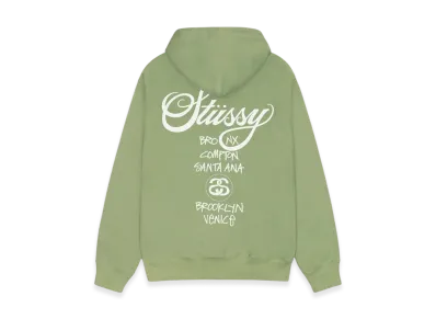 Stussy World Tour Zip Hoodie 2023 "Moss"