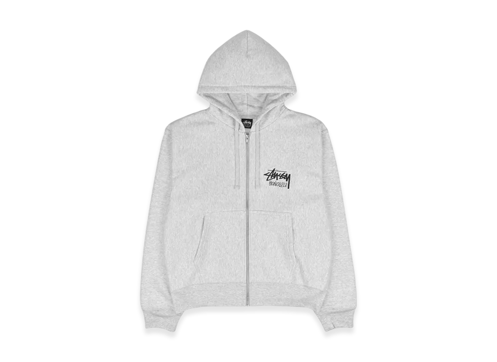 Stussy Stock Honolulu Zip Hoodie "Ash Heather"